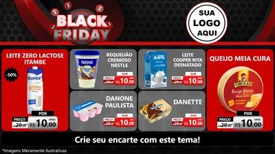 Modelo de TV para TV Horizontal com o tema Black Friday para Frios e Laticínios