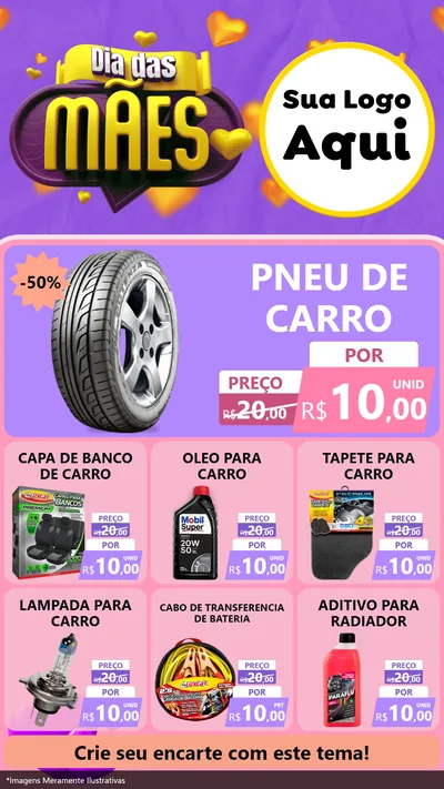 Modelo de Rede Social para Stories com o tema Dia das Mães para Auto peças