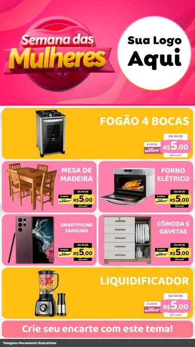 Modelo de TV para TV Vertical com o tema Semana das Mulheres para Móveis e Eletro