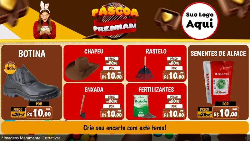 Modelo de TV para TV Horizontal com o tema Páscoa Premiada para Agropecuária