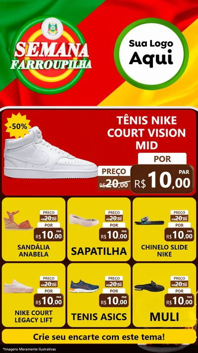Modelo de Rede Social para Stories com o tema Semana Farroupilha para Calçados
