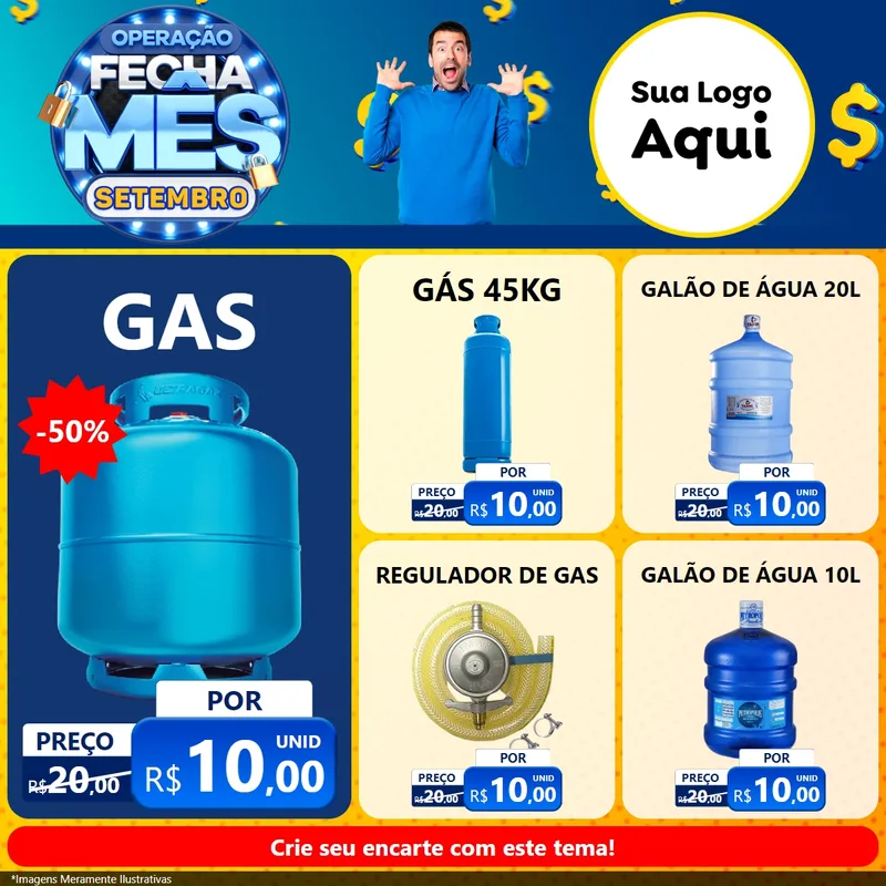 Modelo de Rede Social para Feed Facebook com o tema Operação Fecha Mês Setembro para Água e gás