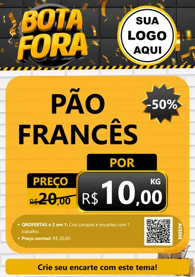 Modelo de Cartaz para Cartaz A4 Vertical com o tema Bota Fora para Padaria