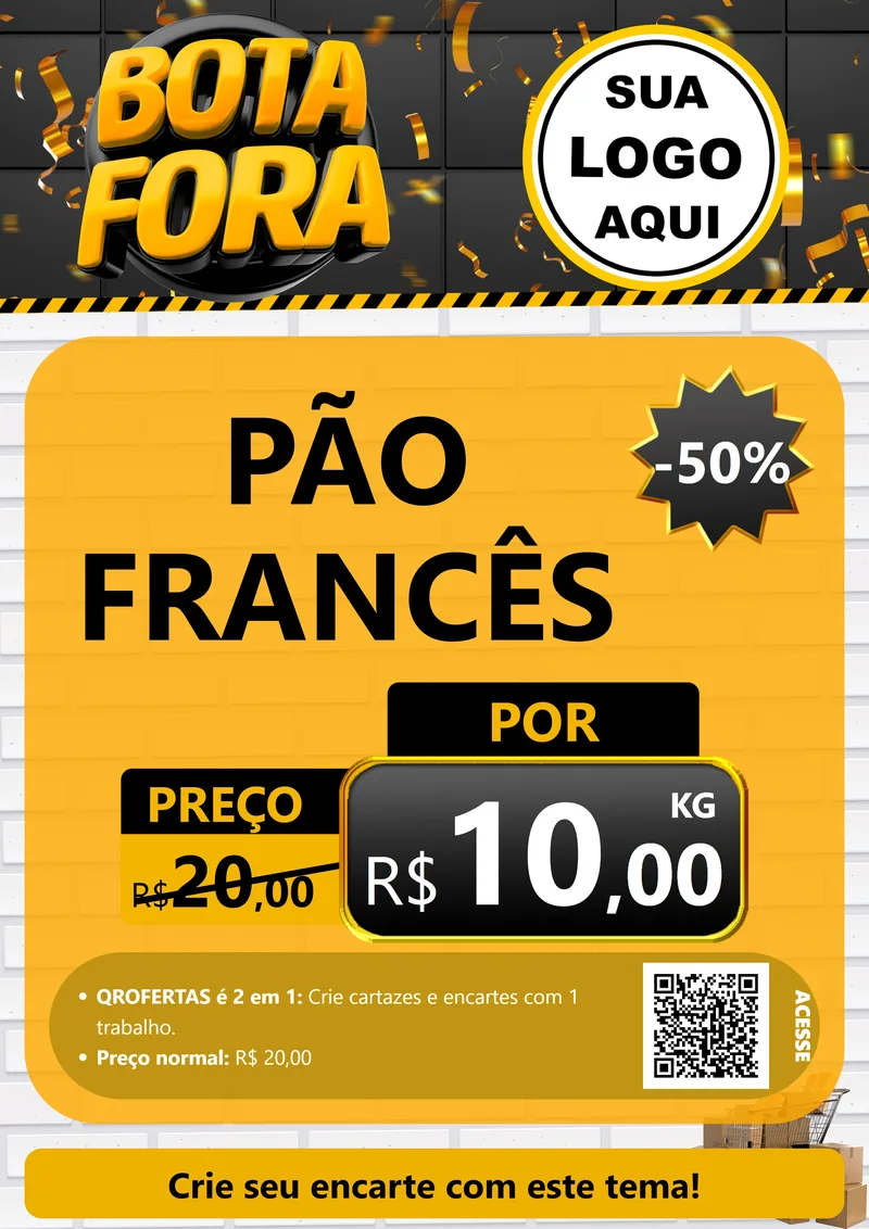 Modelo de Cartaz para Cartaz A4 Vertical com o tema Bota Fora para Padaria