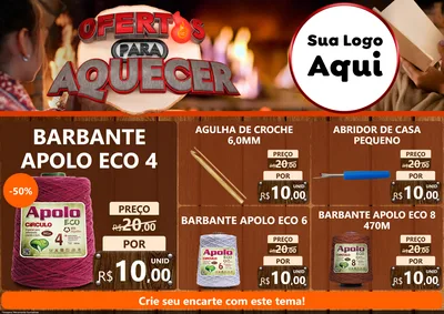 Modelo de Encarte para Encarte A4 Horizontal com o tema Ofertas Para Aquecer para Armarinho e Aviamentos