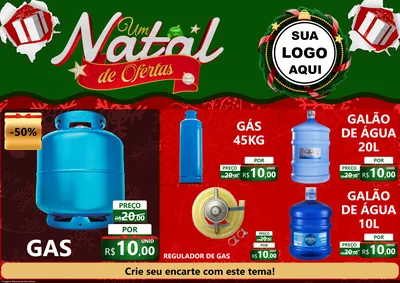 Modelo de Encarte para Encarte A4 Horizontal com o tema Um Natal de Ofertas para Água e gás