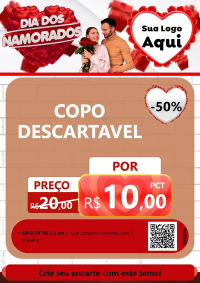 Modelo de Cartaz para Cartaz A4 Vertical com o tema Dia dos Namorados para Embalagens