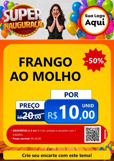 Modelo de Cartaz para Cartaz A4 Vertical com o tema Super Inauguração para Restaurante