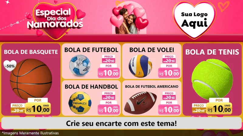 Modelo de TV para TV Horizontal com o tema Especial Dia dos Namorados para Artigos Esportivos