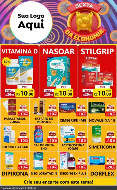 Modelo de Encarte para Encarte Grande com o tema Sexta da Economia para Farmácia