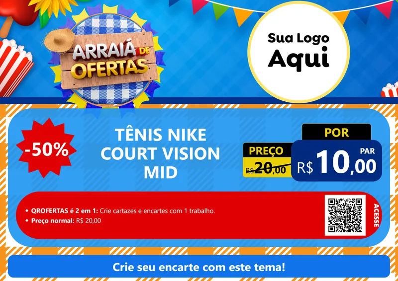 Modelo de Cartaz para Cartaz A4 Horizontal com o tema Arraiá de Ofertas para Calçados