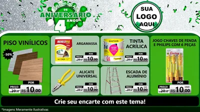 Modelo de TV para TV Horizontal com o tema Promoção de Aniversário - 4 Anos para Material para Construção