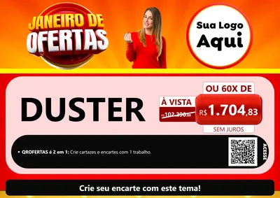 Modelo de Cartaz para Cartaz A4 Horizontal com o tema Janeiro de Ofertas para Concessionaria de Carros