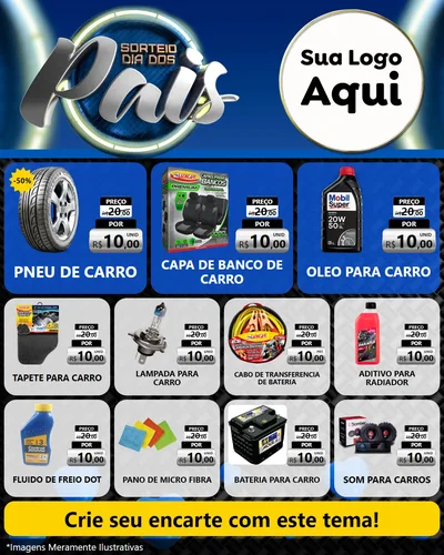 Modelo de Rede Social para Feed Instagram com o tema Sorteio Dia Dos Pais para Auto peças
