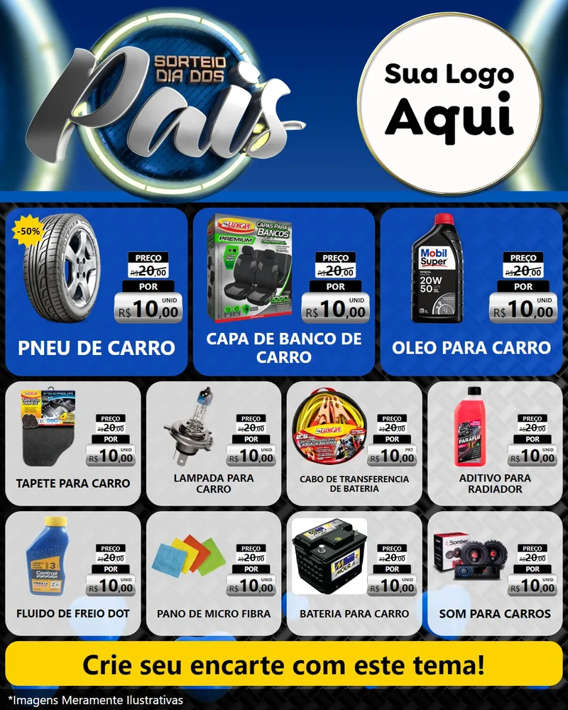 Modelo de Rede Social para Feed Instagram com o tema Sorteio Dia Dos Pais para Auto peças