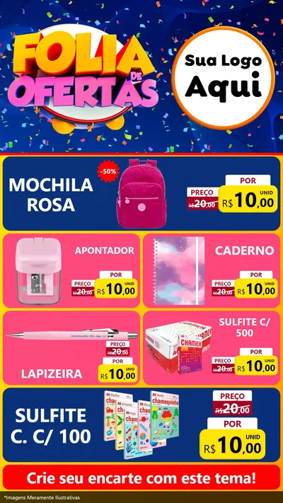 Modelo de TV para TV Vertical com o tema Folia de Ofertas para Papelaria