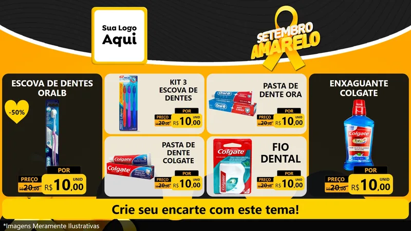 Modelo de TV para TV Horizontal com o tema Setembro Amarelo para Higiene Pessoal