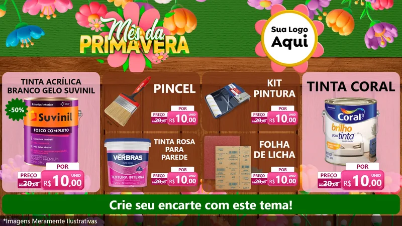 Modelo de TV para TV Horizontal com o tema Mês da Primavera para Tintas e Ferramentas