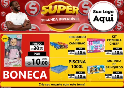 Modelo de Encarte para Encarte A4 Horizontal com o tema Super Segunda Imperdível para Brinquedos