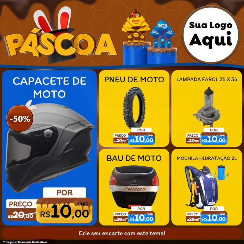 Modelo de Rede Social para Feed Facebook com o tema Páscoa para Moto peças