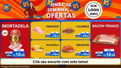 Modelo de TV para TV Horizontal com o tema Final de Semana de Ofertas para Frios e Laticínios