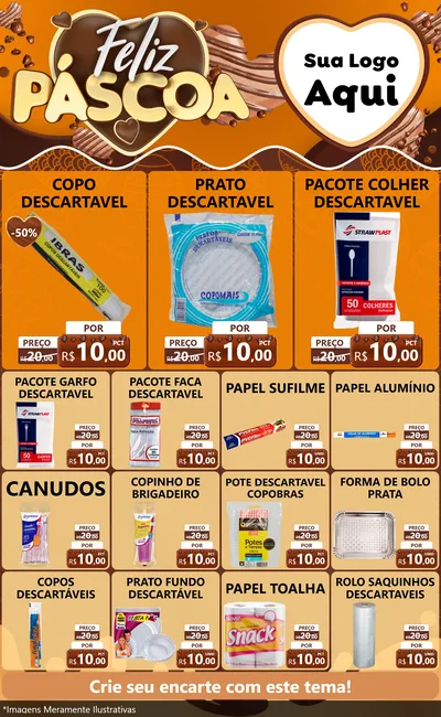 Modelo de Encarte para Encarte Grande com o tema Feliz Páscoa para Embalagens