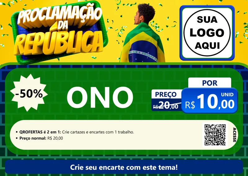 Modelo de Cartaz para Cartaz A4 Horizontal com o tema Proclamação da República para Óticas