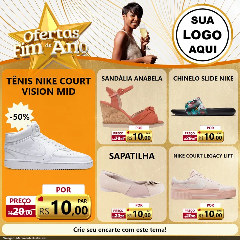 Modelo de Rede Social para Feed Facebook com o tema Ofertas Fim de Ano para Calçados