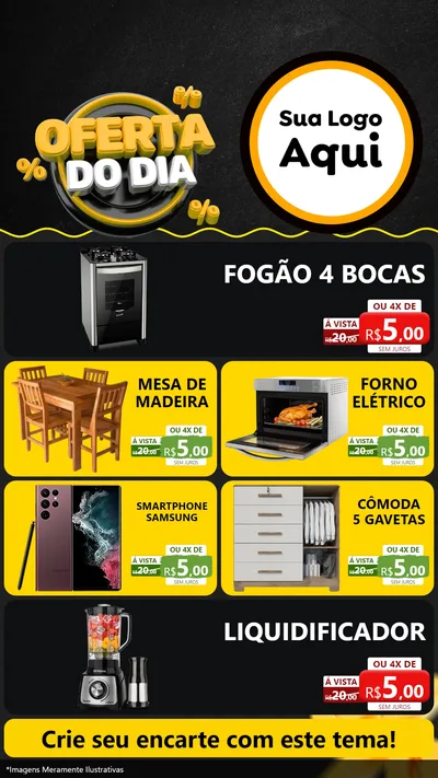 Modelo de TV para TV Vertical com o tema Oferta Do Dia para Móveis e Eletro
