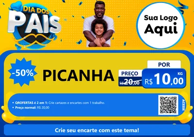 Modelo de Cartaz para Cartaz A4 Horizontal com o tema Dia dos Pais para Açougue