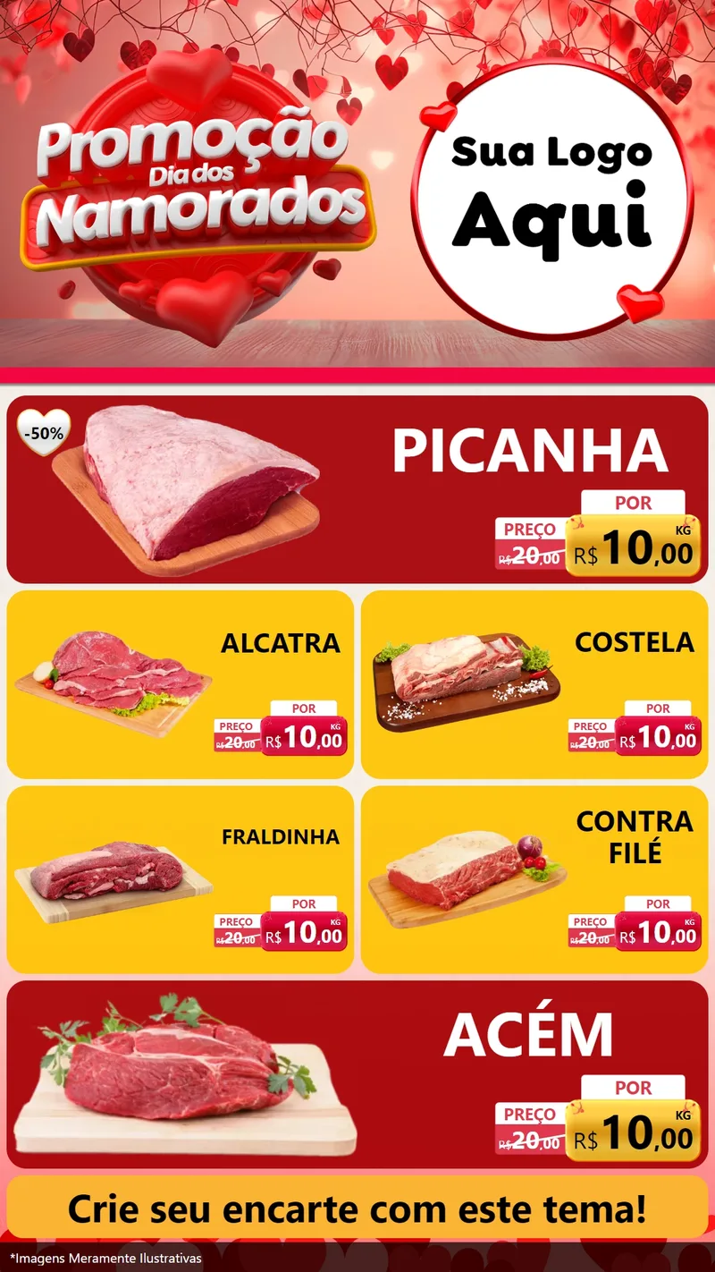 Modelo de TV para TV Vertical com o tema Promoção Dia dos Namorados para Açougue