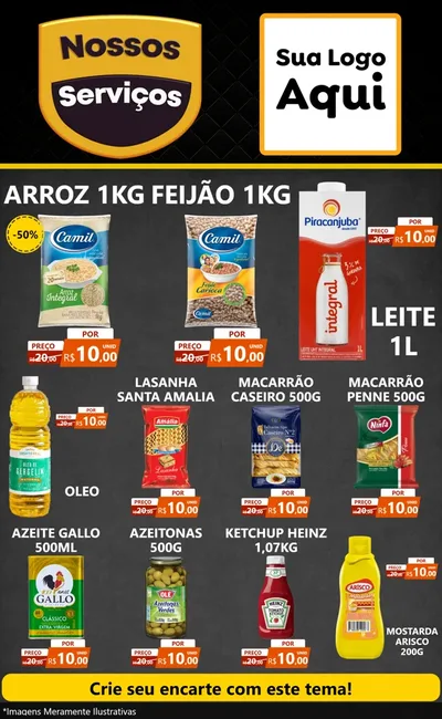Modelo de Encarte para Encarte Grande com o tema Nossos Serviços para Supermercado