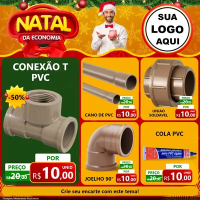 Modelo de Rede Social para Feed Facebook com o tema Natal da Economia para Tubos e conexões