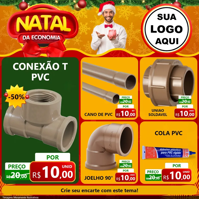 Modelo de Rede Social para Feed Facebook com o tema Natal da Economia para Tubos e conexões