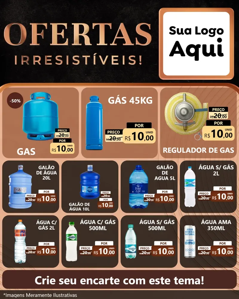 Modelo de Rede Social para Feed Instagram com o tema Ofertas Irresistíveis! para Água e gás