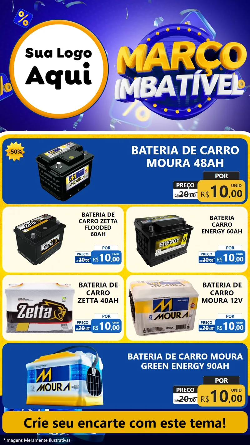 Modelo de TV para TV Vertical com o tema Março Imbatível para Baterias Elétricas