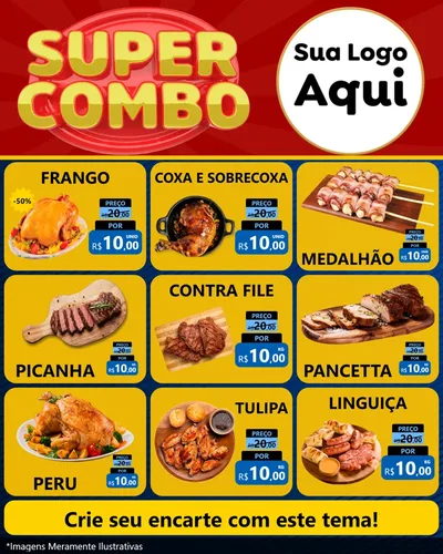 Modelo de Rede Social para Feed Instagram com o tema Super Combo para Assados