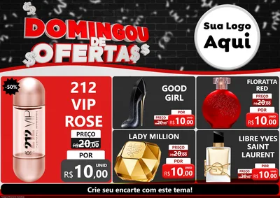 Modelo de Encarte para Encarte A4 Horizontal com o tema Domingou de Ofertas para Perfumes
