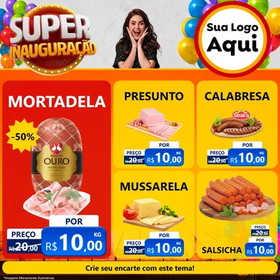 Modelo de Rede Social para Feed Facebook com o tema Super Inauguração para Frios e Laticínios