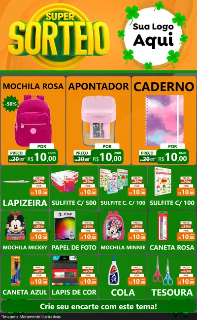Modelo de Encarte para Encarte Grande com o tema Super Sorteio para Papelaria