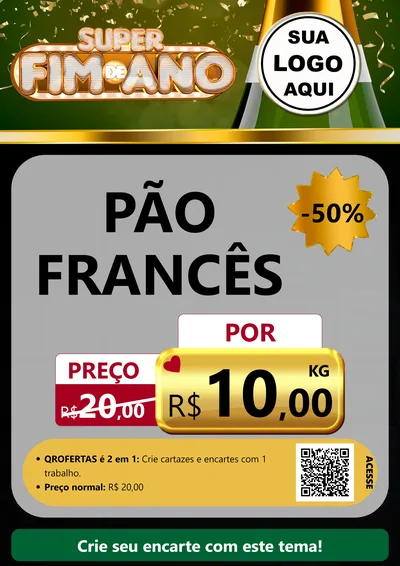 Modelo de Cartaz para Cartaz A4 Vertical com o tema Super Fim de Ano para Padaria