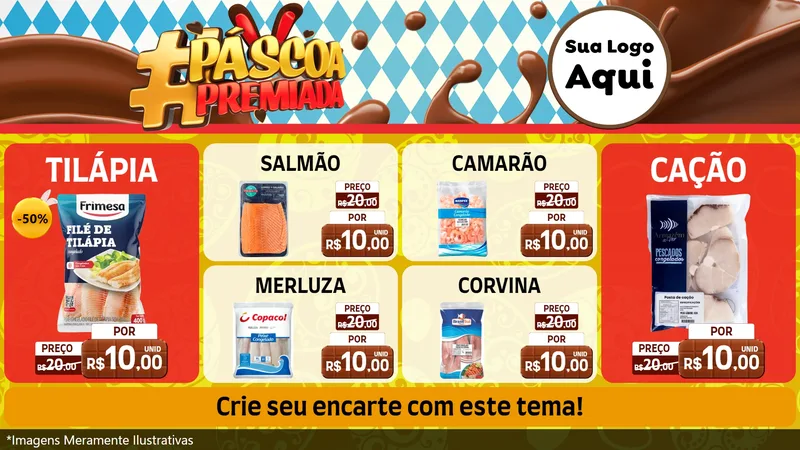 Modelo de TV para TV Horizontal com o tema Páscoa Premiada para Peixaria