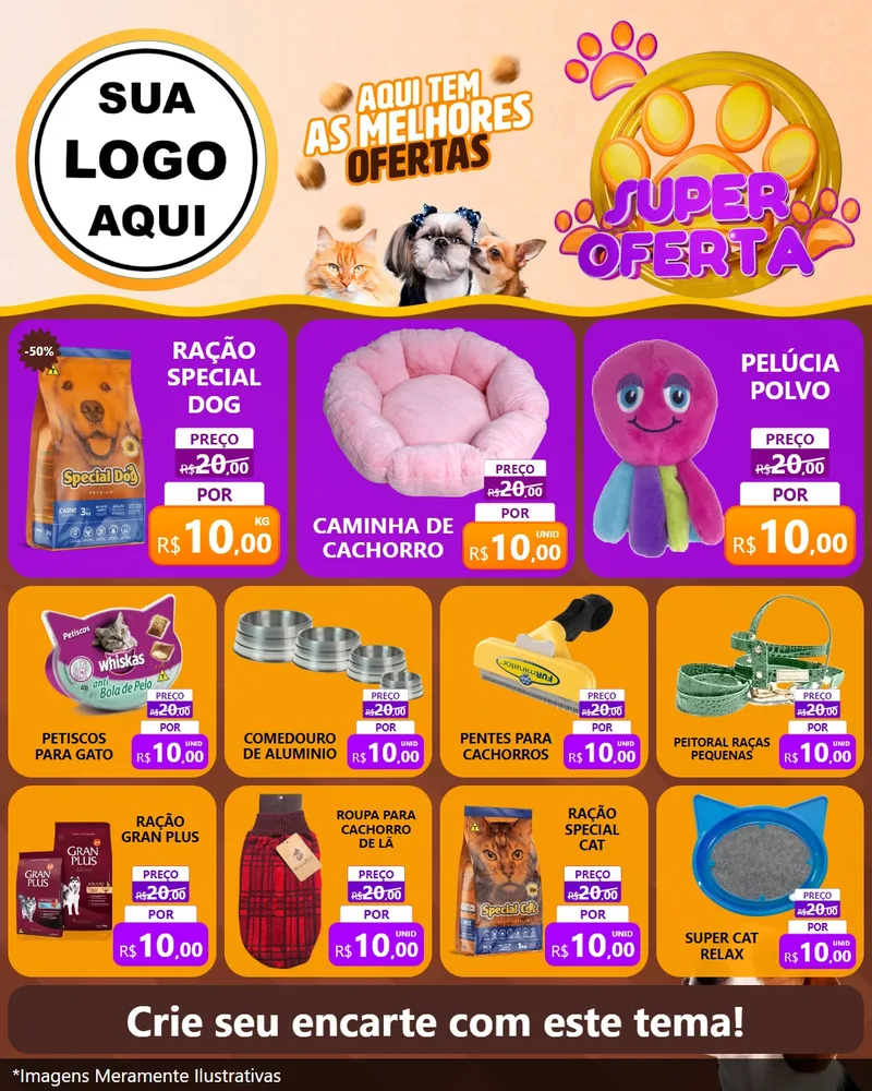 Modelo de Rede Social para Feed Instagram com o tema Super Oferta - Pet Shop para Pet Shop