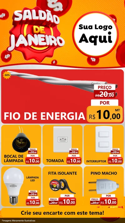 Modelo de Rede Social para Stories com o tema Saldão de Janeiro para Materiais Elétricos