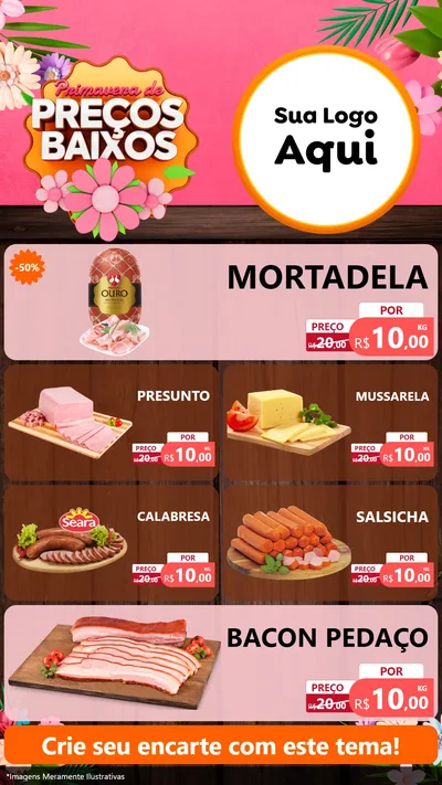 Modelo de TV para TV Vertical com o tema Primavera de Preços Baixos para Frios e Laticínios