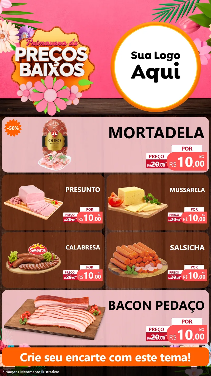 Modelo de TV para TV Vertical com o tema Primavera de Preços Baixos para Frios e Laticínios