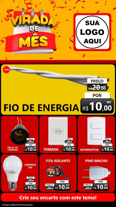Modelo de Rede Social para Stories com o tema Virada de Mês para Materiais Elétricos