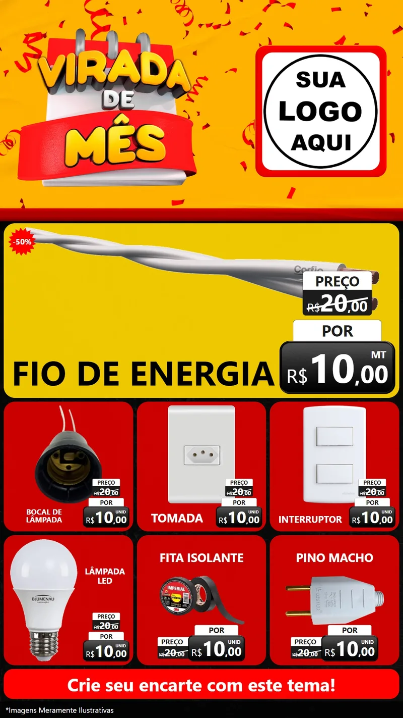 Modelo de Rede Social para Stories com o tema Virada de Mês para Materiais Elétricos