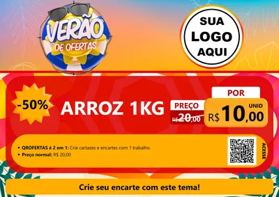 Modelo de Cartaz para Cartaz A4 Horizontal com o tema Verão de Ofertas para Supermercado