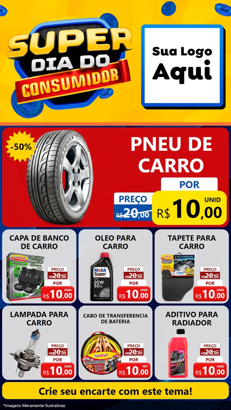 Modelo de Rede Social para Stories com o tema Super Dia do Consumidor para Auto peças